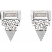 14K White 1/4 CTW Diamond Geometric Earrings-