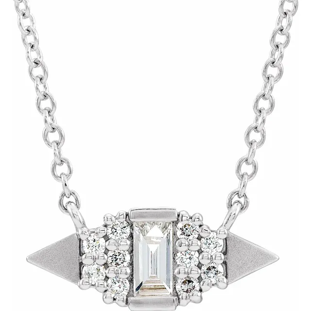 14K White 1/6 CTW Diamond Semi-Set Geometric 18" Necklace-