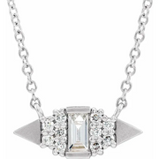 14K White 1/6 CTW Diamond Semi-Set Geometric 18" Necklace-