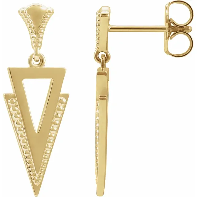14K Yellow Geometric Dangle Earrings-