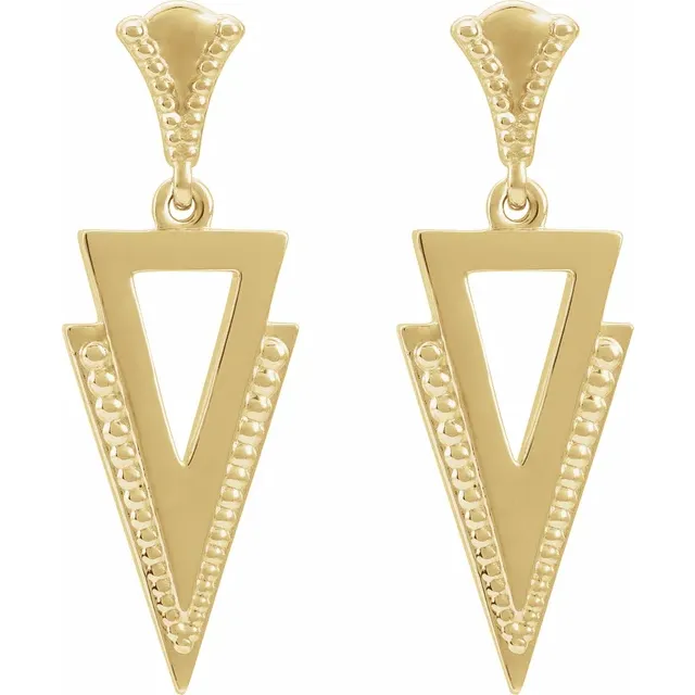 14K Yellow Geometric Dangle Earrings-