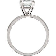 10K White 5 mm Cushion Cubic Zirconia Solitaire Engagement Ring-
