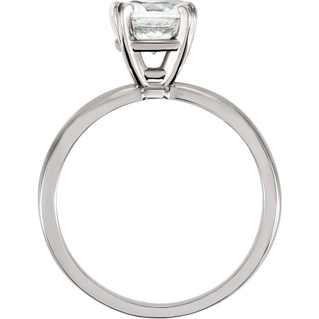 10K White 5 mm Cushion Cubic Zirconia Solitaire Engagement Ring-