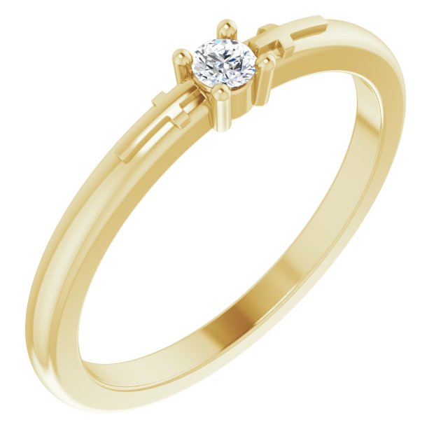 .06 CT Natural Diamond Cross Promise Ring-14kt Yellow Gold-5.00-