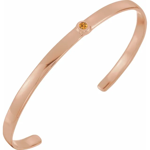 14K Rose Citrine Cuff 6" Bracelet-