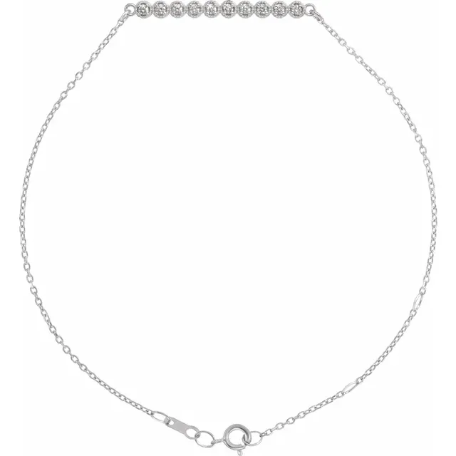 14K White 1/8 CTW Diamond Bar 6 1/2-7 1/2" Bracelet-