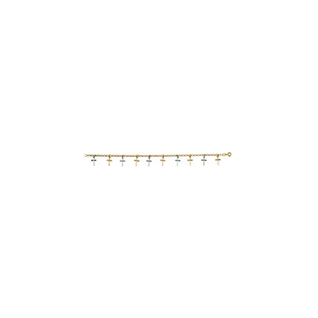 14K Yellow/White Cross 7" Bracelet-