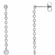 14K White 1/5 CTW Diamond Bezel Set Chain Earrings-