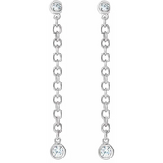 14K White 1/5 CTW Diamond Bezel Set Chain Earrings-