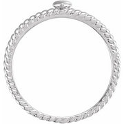 14K White Heart Rope Ring-7.00 (approximate standard size)-
