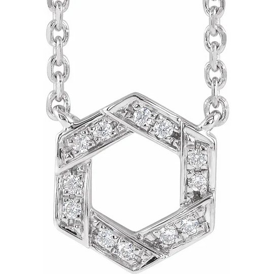 14K White .6 CTW Diamond Geometric 16-18" Necklace