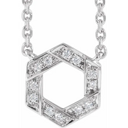 14K White .06 CTW Diamond Geometric 16-18" Necklace-