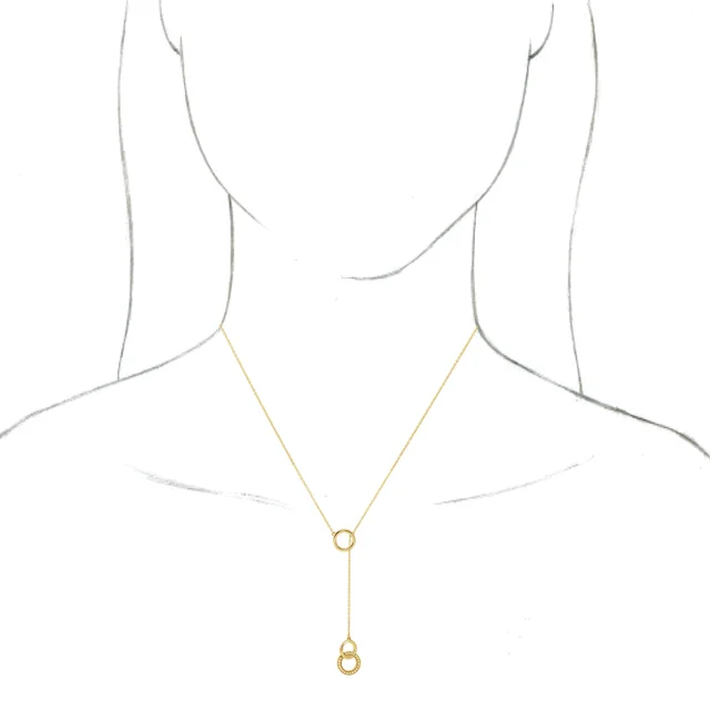 14K Yellow 1/10 CTW Diamond Circle Y 16-18" Necklace-
