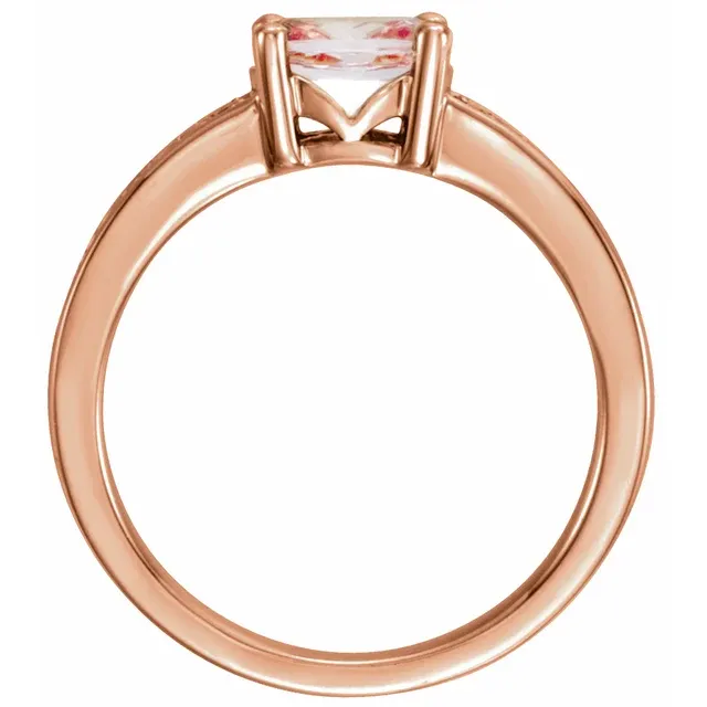 14K Rose Morganite & 1/10 CTW Diamond Ring-