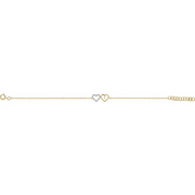 10K Yellow .07 CTW Diamond Double Heart 7" Bracelet-