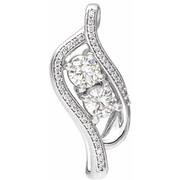 14K White 5 mm Round Forever One Moissanite & 1/6 CTW Diamond Pendant-