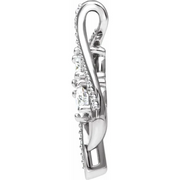 14K White 5 mm Round Forever One Moissanite & 1/6 CTW Diamond Pendant-