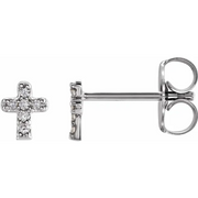 14K White .06 CTW Diamond Youth Cross Earrings-