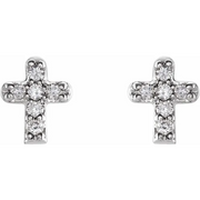 14K White .06 CTW Diamond Youth Cross Earrings-