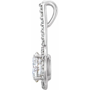 14K White 6.5 mm Round Forever One Moissanite & 1/4 CTW Diamond Pendant-
