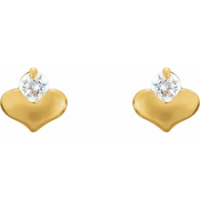 14K Yellow 2.25 mm Round Cubic Zirconia Heart Earrings-
