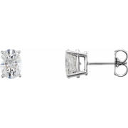 14K White 7x5 mm Oval Forever One Created Moissanite Earrings-