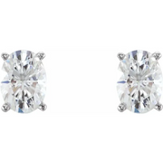 14K White 7x5 mm Oval Forever One Created Moissanite Earrings-