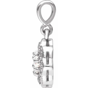 14K White 4 mm Round Forever One Moissanite & .06 CTW Diamond Pendant-