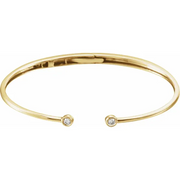 14K Yellow 1/6 CTW Diamond Hinged Cuff Bracelet-