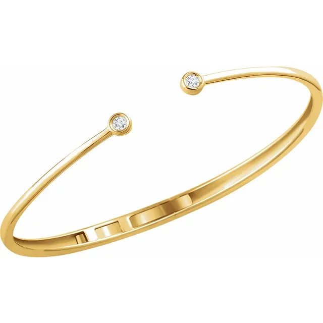 14K Yellow 1/6 CTW Diamond Hinged Cuff Bracelet-