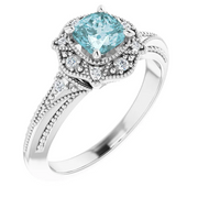 14K White Sky Blue Topaz & .08 CTW Diamond Ring-