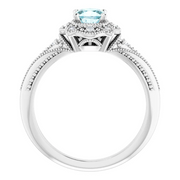 14K White Sky Blue Topaz & .08 CTW Diamond Ring-