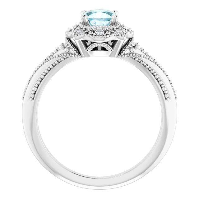 14K White Sky Blue Topaz & .08 CTW Diamond Ring-