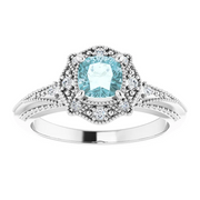 14K White Sky Blue Topaz & .08 CTW Diamond Ring-