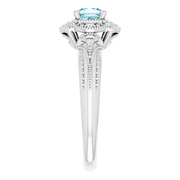 14K White Sky Blue Topaz & .08 CTW Diamond Ring-