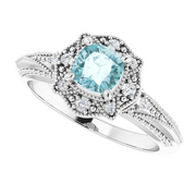 14K White Sky Blue Topaz & .08 CTW Diamond Ring-