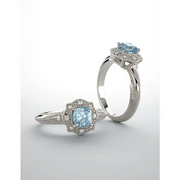 14K White Sky Blue Topaz & .08 CTW Diamond Ring-