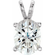 14K White 8x6 mm Oval Forever One Moissanite Pendant-