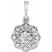 14K White 4 mm Round Forever One Moissanite & .06 CTW Diamond Pendant-