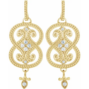 14K Yellow 1/6 CTW Diamond Vintage-Inspired Earrings-