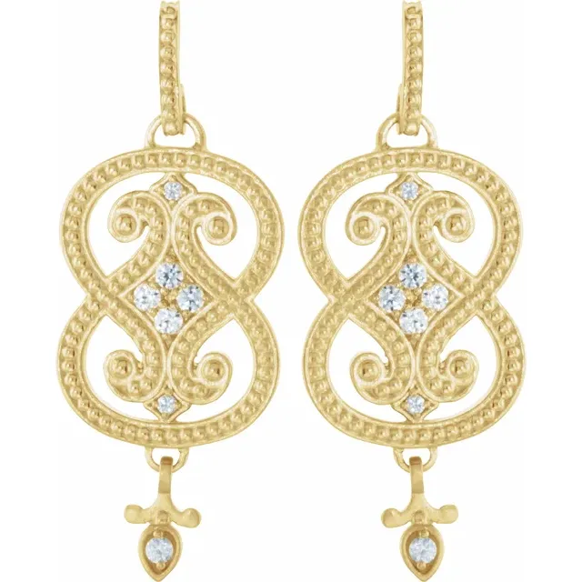 14K Yellow 1/6 CTW Diamond Vintage-Inspired Earrings-
