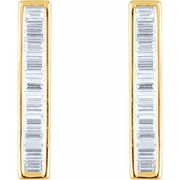 14K Yellow 1/2 CTW Diamond Baguette Bar Earrings-