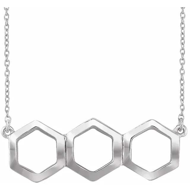 14K White Geometric 16-18" Necklace-