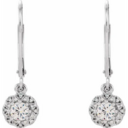14K White 4 mm Round Forever One Moissanite & 1/8 CTW Diamond Earrings-