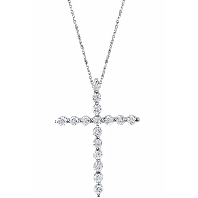 14K Rose 1/4 CTW Diamond Cross Pendant-
