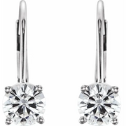 14K White 5 mm Round Forever One Moissanite Earrings-