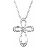 Sterling Silver 1/10 CTW Diamond Cross 18" Necklace-