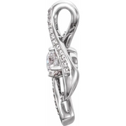 14K White 5 mm Round Forever One Moissanite & .07 CTW Diamond Pendant-