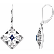 Sterling Silver Blue Sapphire & .04 CTW Diamond Lever Back Earrings-