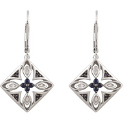 Sterling Silver Blue Sapphire & .04 CTW Diamond Lever Back Earrings-